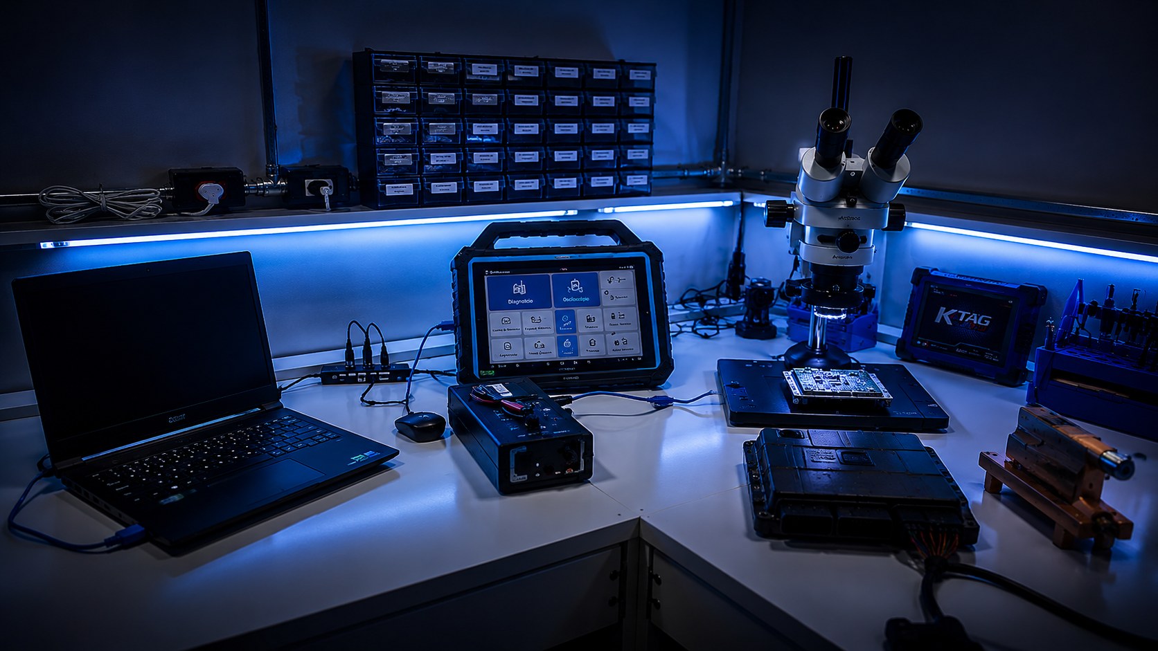 Microscópio e análise técnica